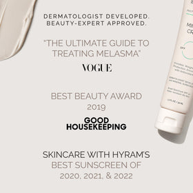 MDSolarSciences Mineral Crème applied to cheek displaying matte, no white cast finish