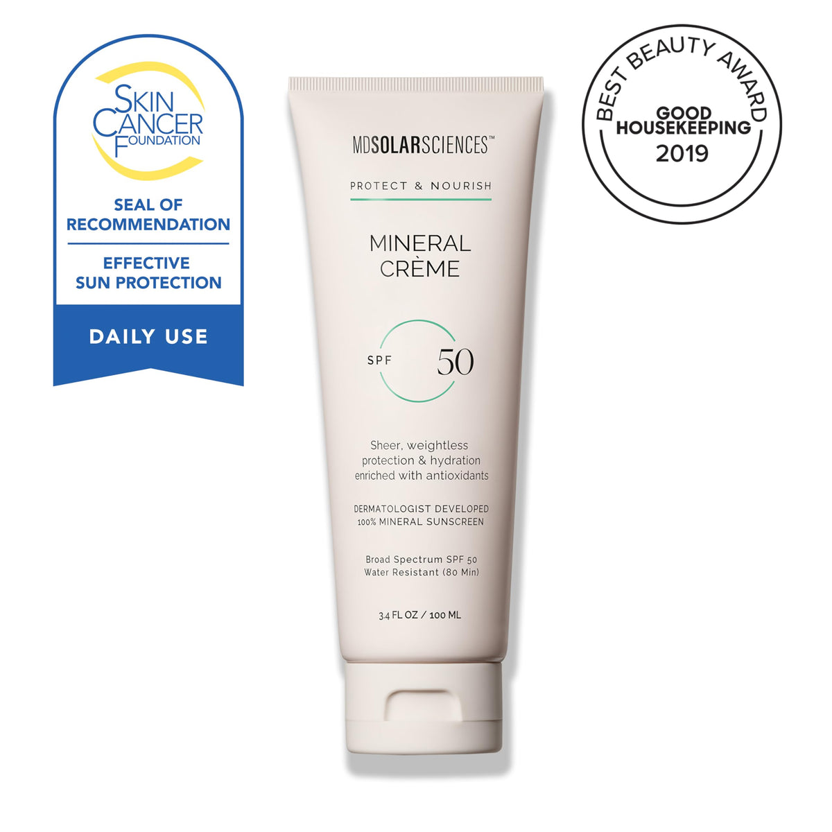 MDSolarSciences Mineral Crème creamy texture swatch demonstrating sheer blendability