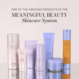 Meaningful Beauty demonstrating face application for smoother makeup base