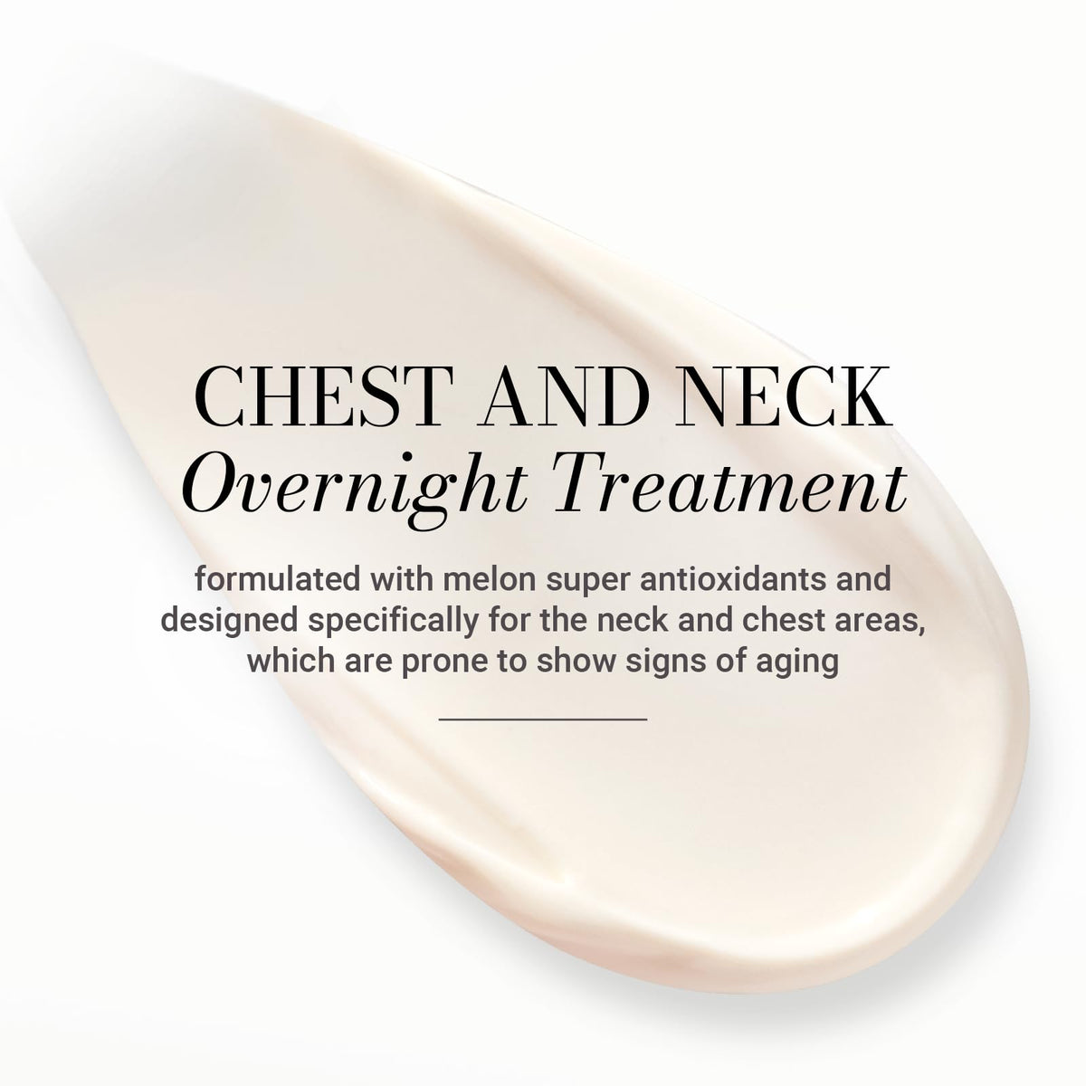 Meaningful Beauty cream being applied to décolletage for hydrated appearance