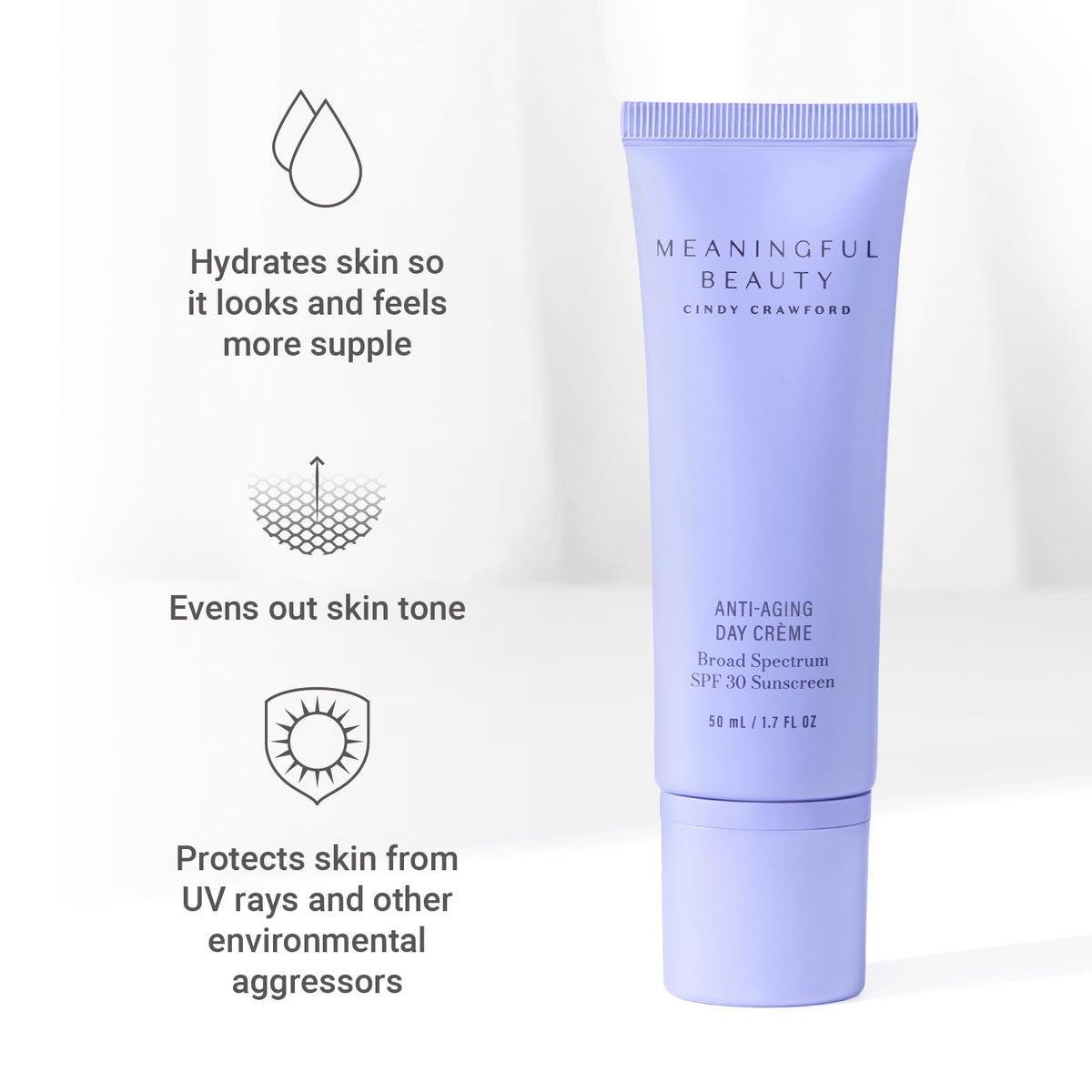 Meaningful Beauty Beyond product label close-up showing key ingredient benefits