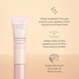 Meaningful Beauty Lifting Eye Crème tube detail highlighting targeted eye care benefits