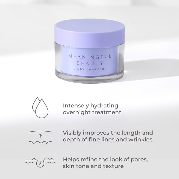 Meaningful Beauty ingredients label detail emphasizing retinol and melon extract benefits