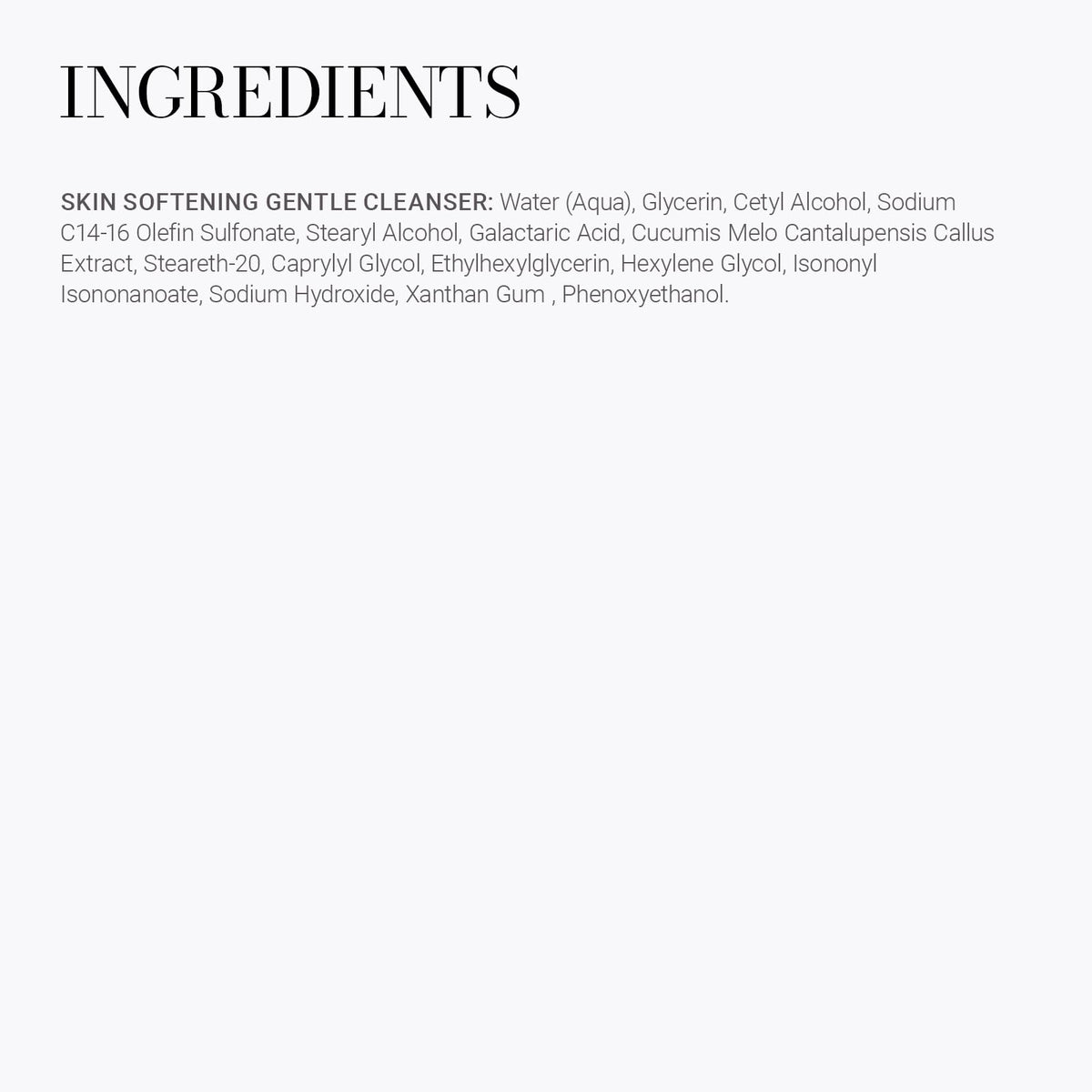 Meaningful Beauty ingredients label detail highlighting melon leaf stem cell tech
