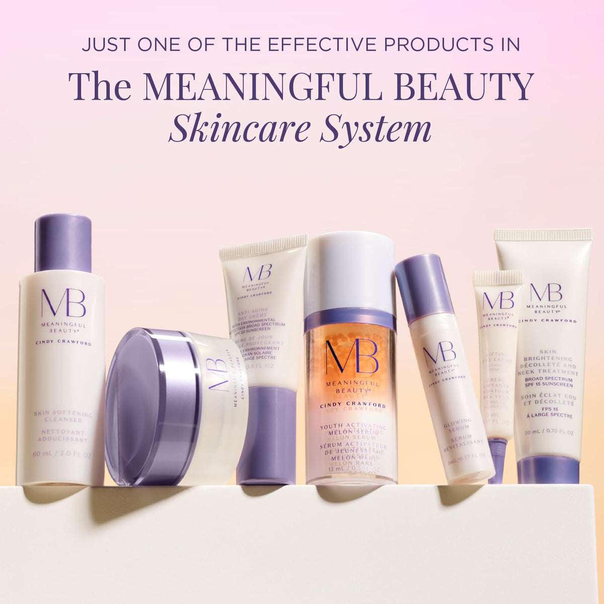 Meaningful Beauty dropper releasing clear serum to show lightweight texture and quick absorption