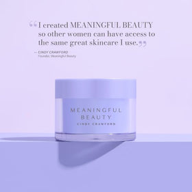 Meaningful Beauty jar on nightstand lifestyle image showing nighttime skincare ritual benefit