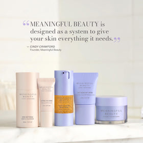 Meaningful Beauty serums in hand demonstrating fast-absorbing hydration benefit