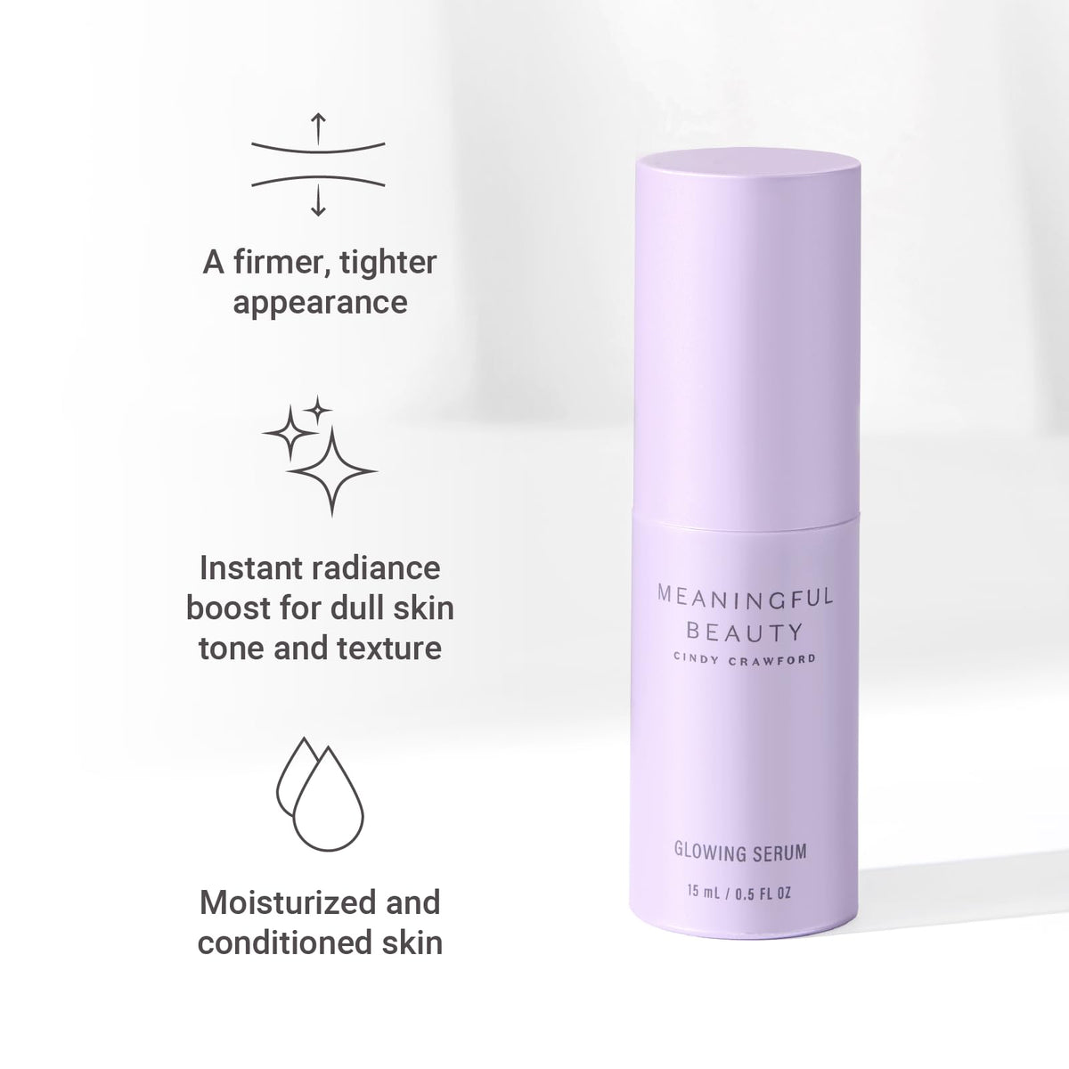 Meaningful Beauty serum drop on hand showing lightweight texture and glow