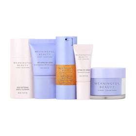 Meaningful Beauty travel kit front packaging showing compact set and convenience