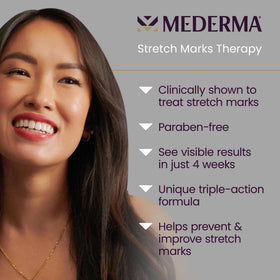 Mederma open tube on palm with recommended application amount