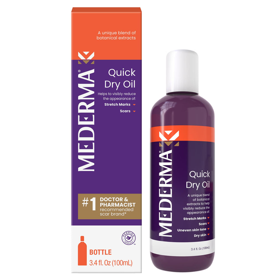 Mederma front packaging showing bottle and label benefits