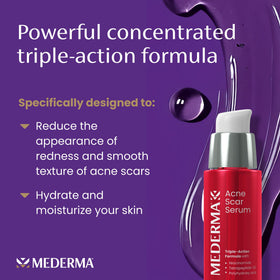 Mederma rich serum texture close-up showing lightweight, moisturizing finish
