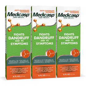 Medicasp front packaging showing coal tar shampoo for fast scalp relief