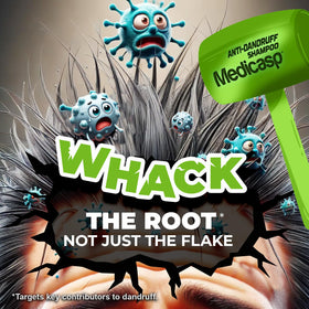 Medicasp label close-up highlighting coal tar 0.5% for therapeutic action