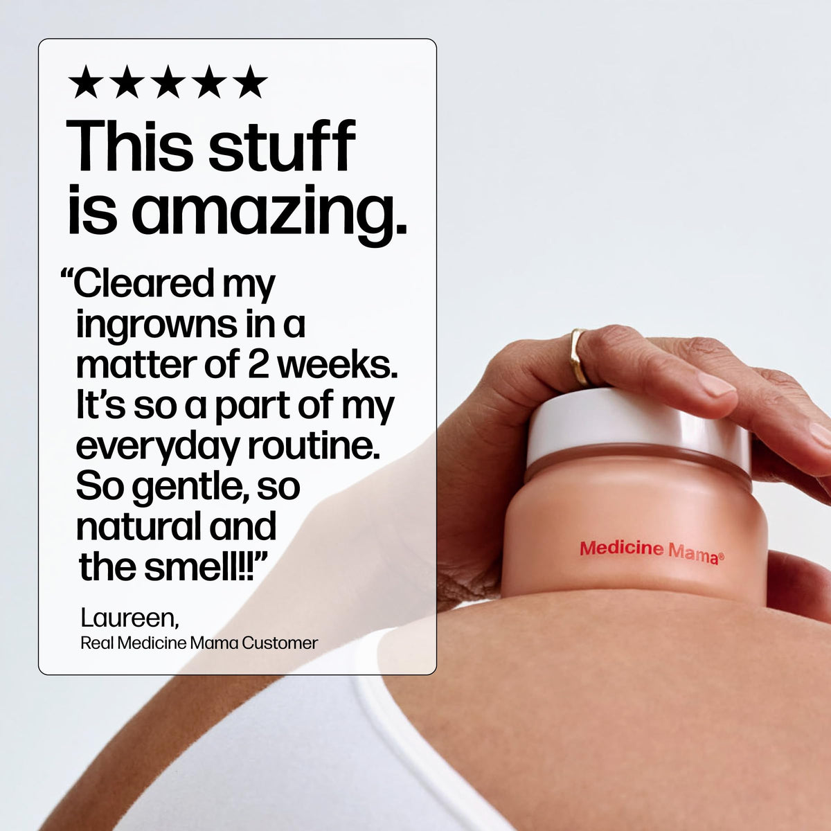 Medicine Mama's VMAGIC aftercare on bikini area showing smoother, calmer skin