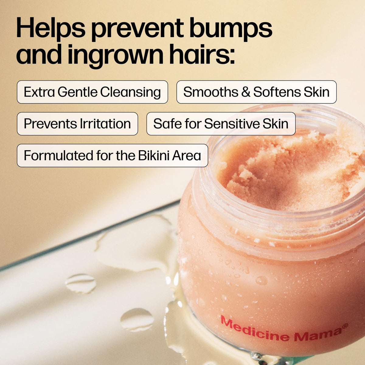Medicine Mama's VMAGIC open jar showing smooth scrub texture for gentle exfoliation