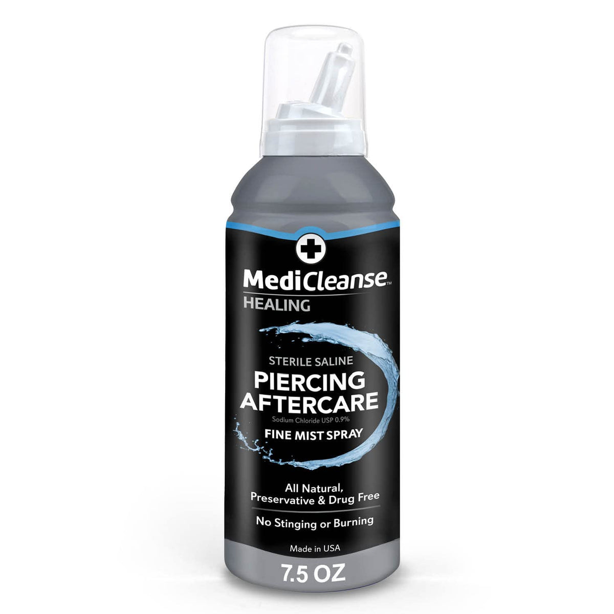 MediCleanse front label showing size and alcohol-free benefit