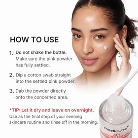 medicube before-and-after on cheek mockup, indicates improved redness appearance benefit