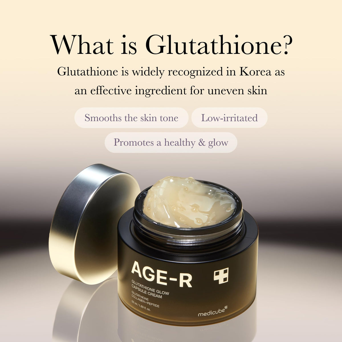medicube cream spread on hand demonstrating lightweight feel and instant hydration