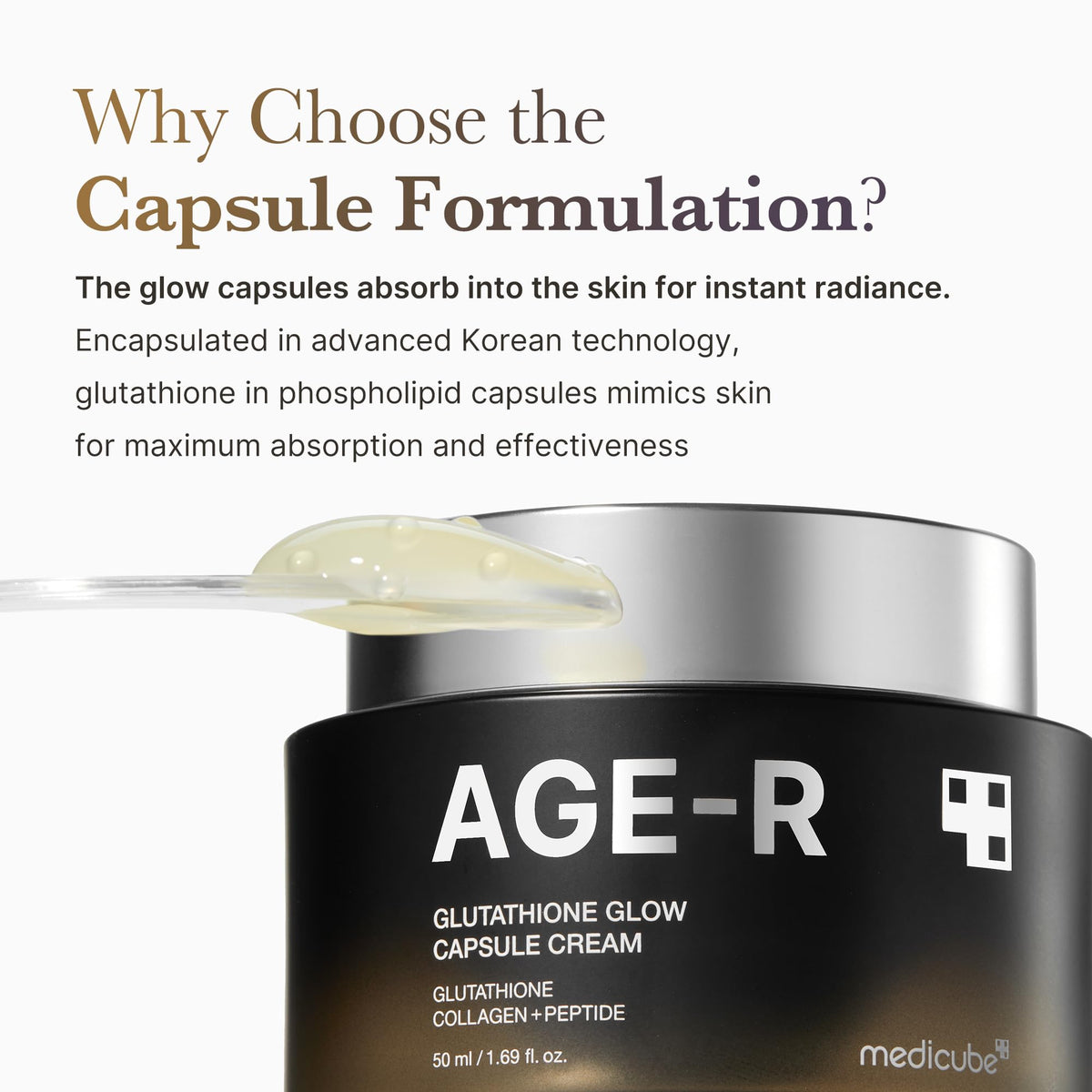 medicube cream texture close-up showing smooth finish and fast absorption benefit
