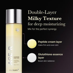 medicube pouring milky toner into palm for easy application