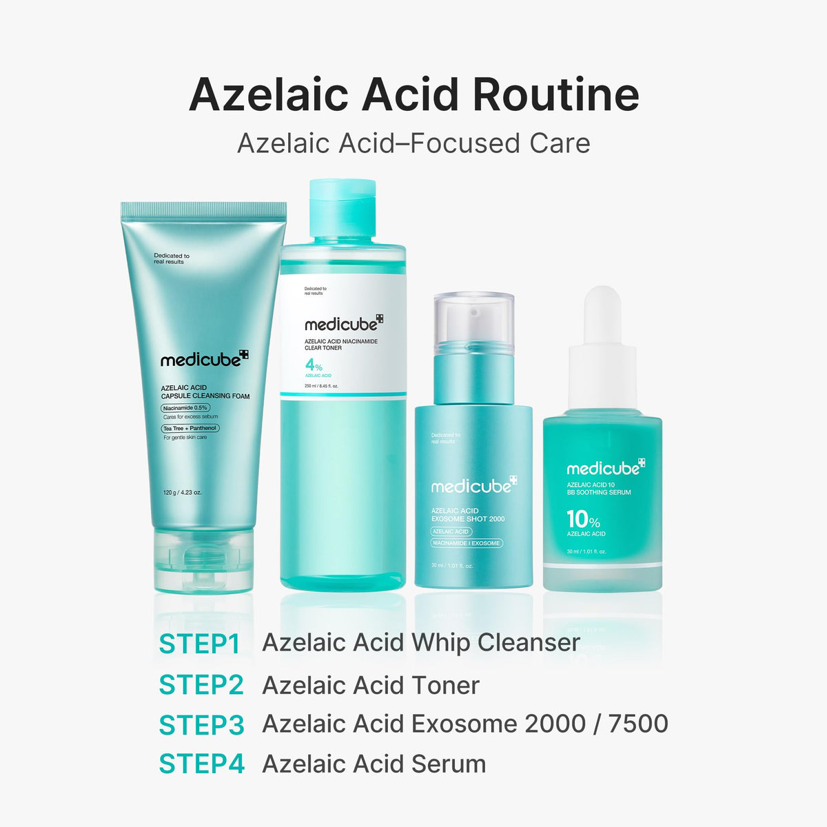 medicube bottle on bathroom shelf suggesting daily routine convenience