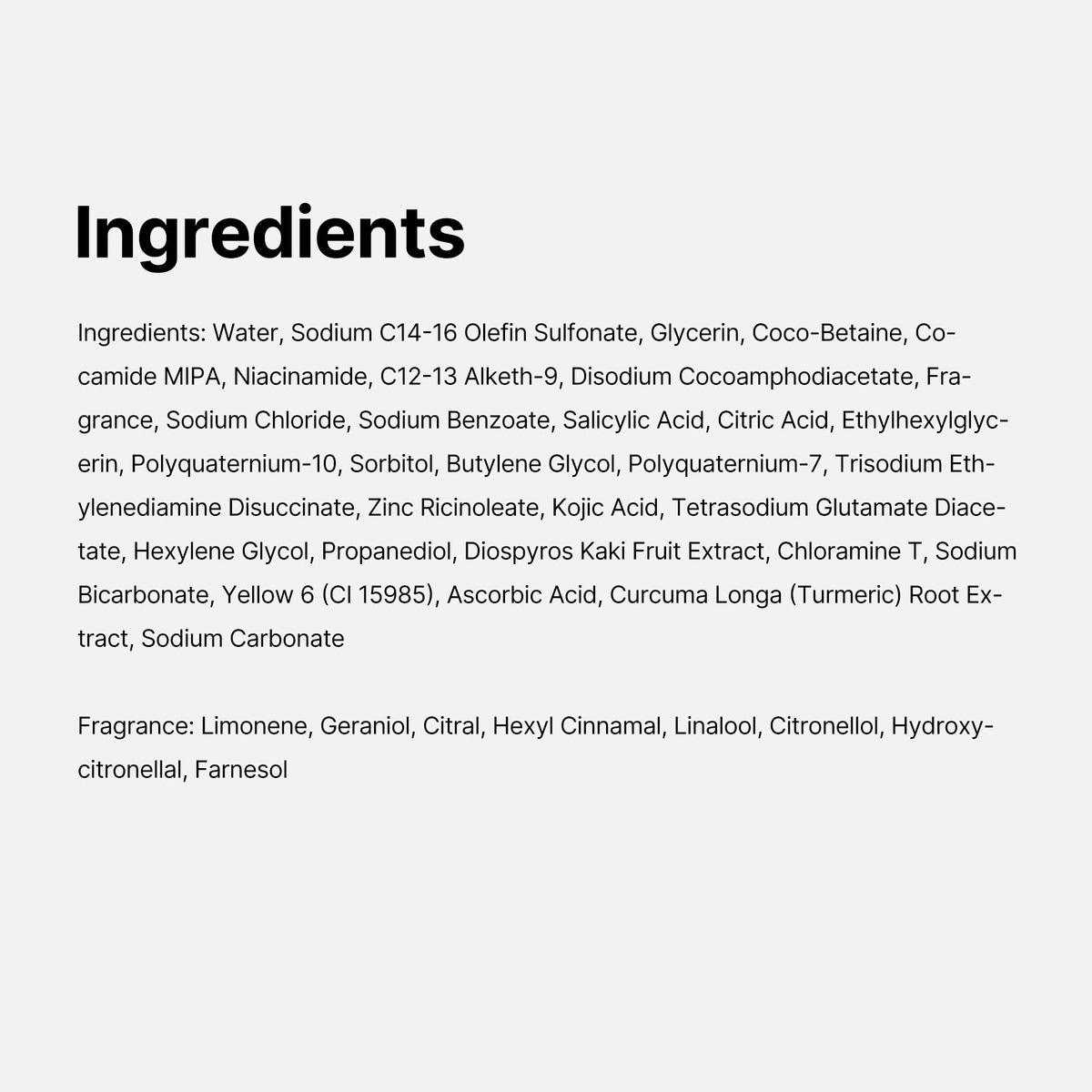 medicube back label close-up listing ingredients and directions