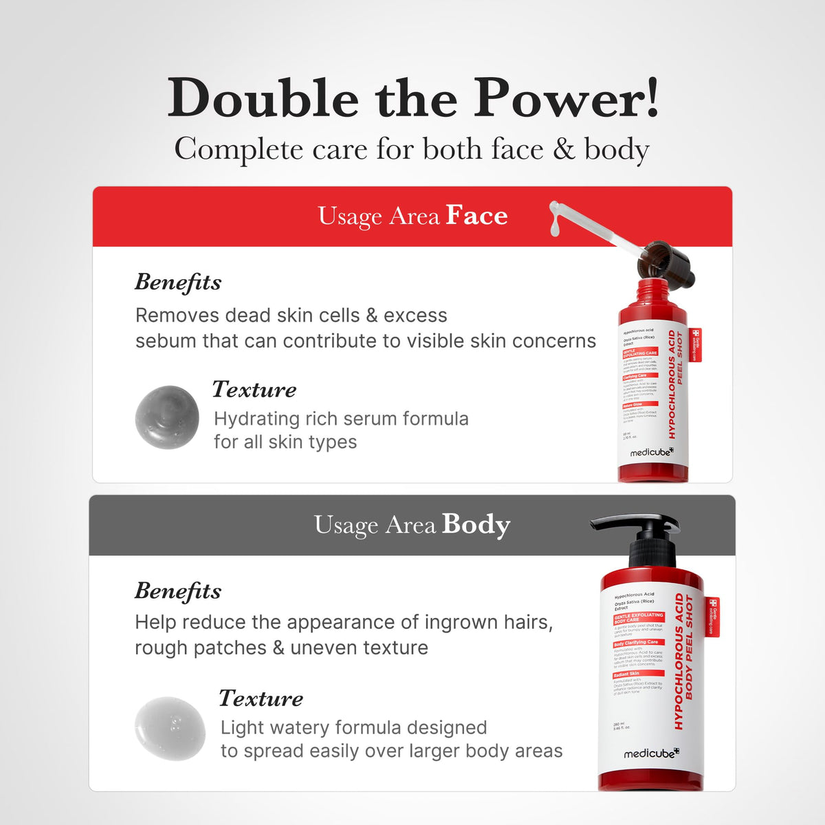 medicube before and after comparison showing refined texture and visible smoothing benefit