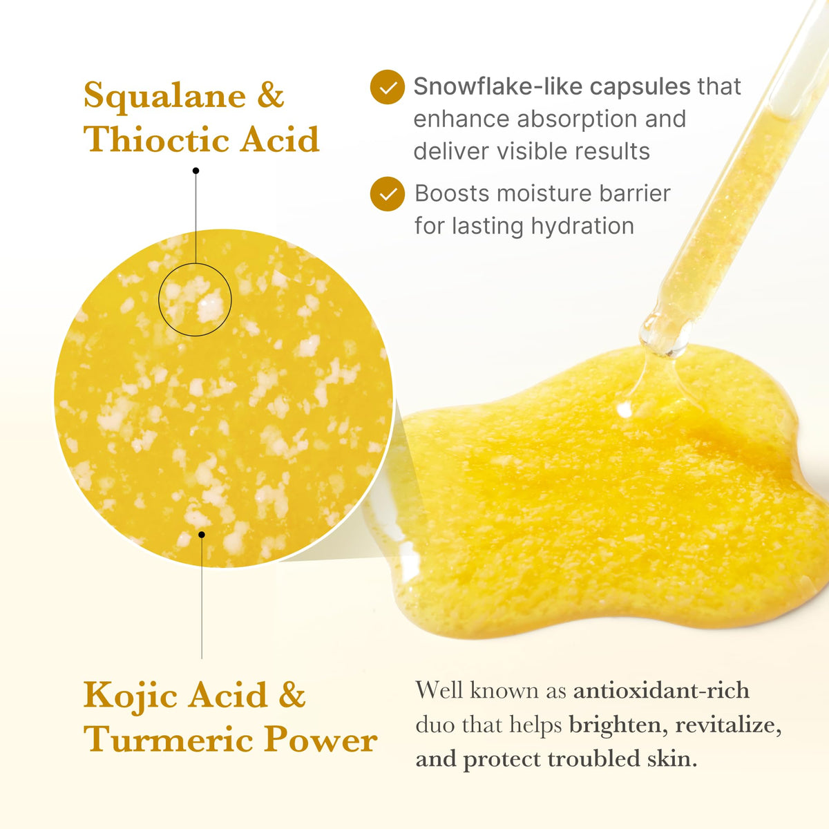 medicube ingredients display with kojic acid and turmeric for brightening and soothing benefits