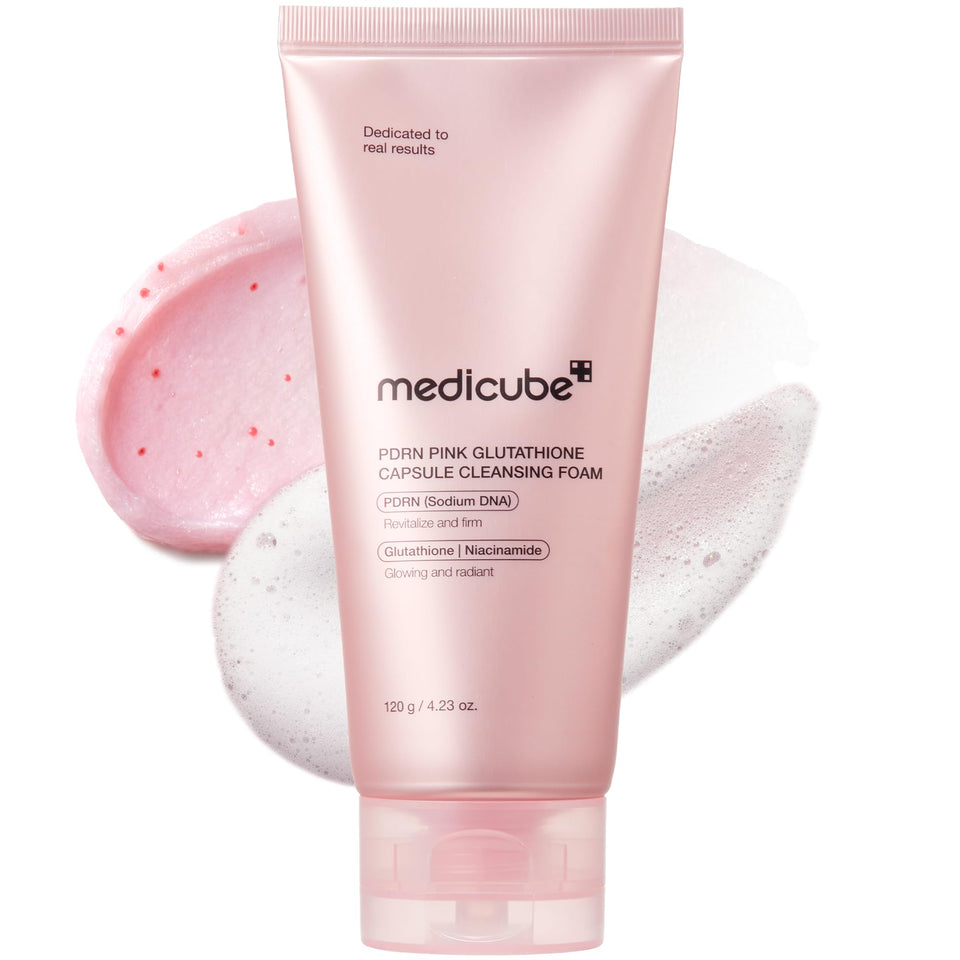 medicube front packaging shows cleanser bottle and benefits