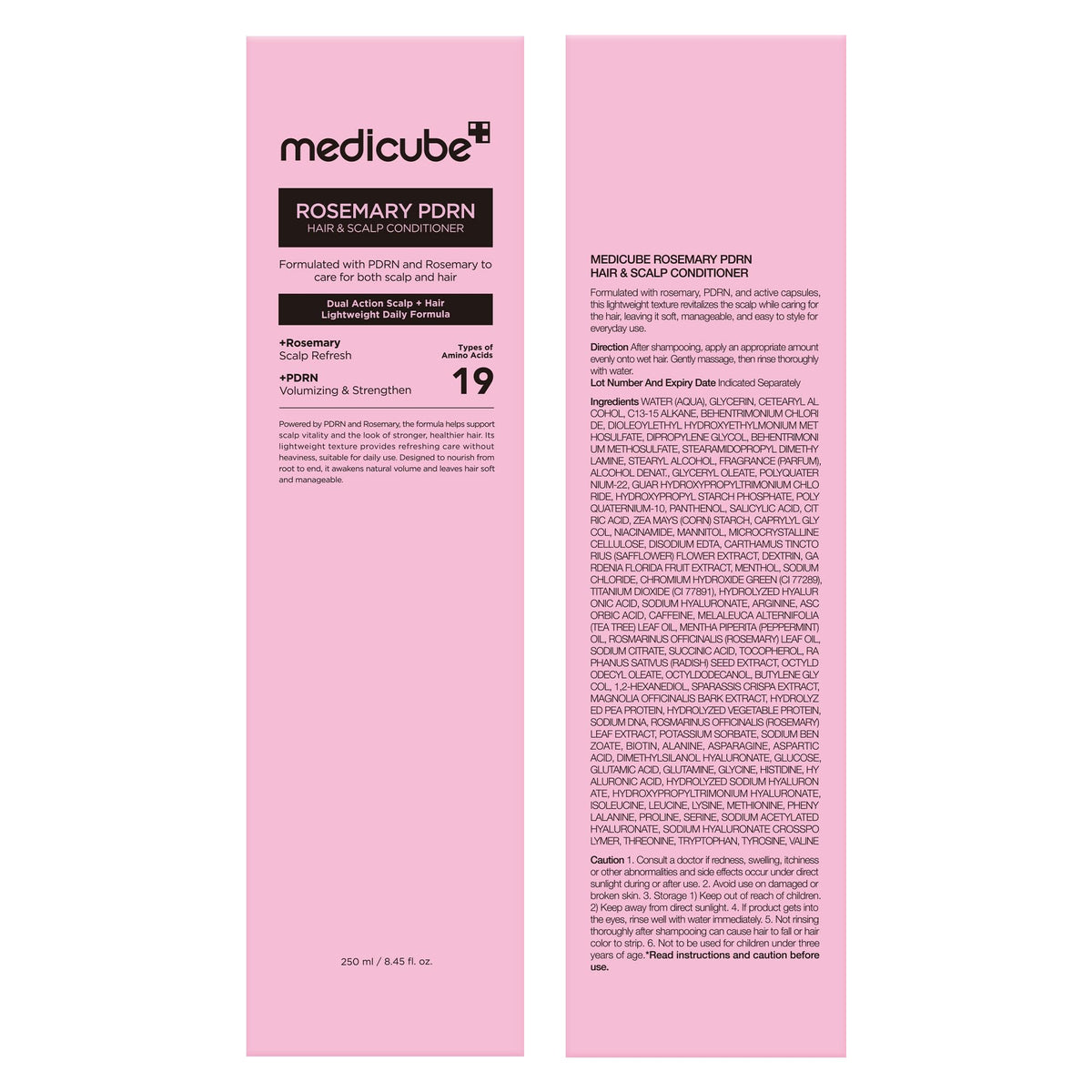 medicube before and after hair comparison illustrating smoother, shinier-looking strands