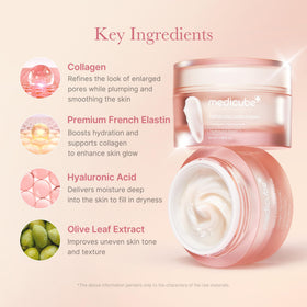 medicube ingredient bottles highlighting elastin and hyaluronic support