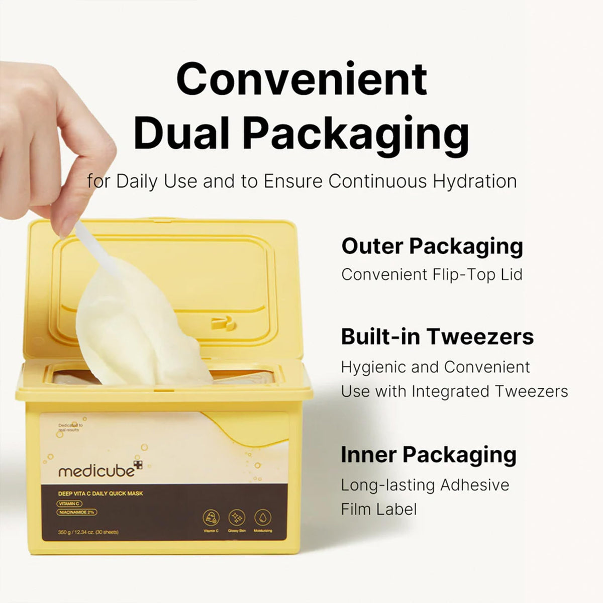 medicube stacked sheets showing 30-count scale for convenience and value