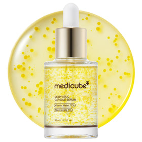 medicube bottle front view showing sleek packaging and brightening treatment benefit