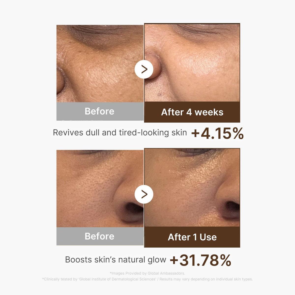 medicube label showing ingredient highlights for even tone and supportive hydration