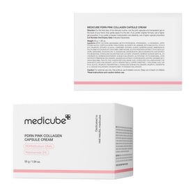 medicube flatlay with before and after visual suggesting calmer, even tone