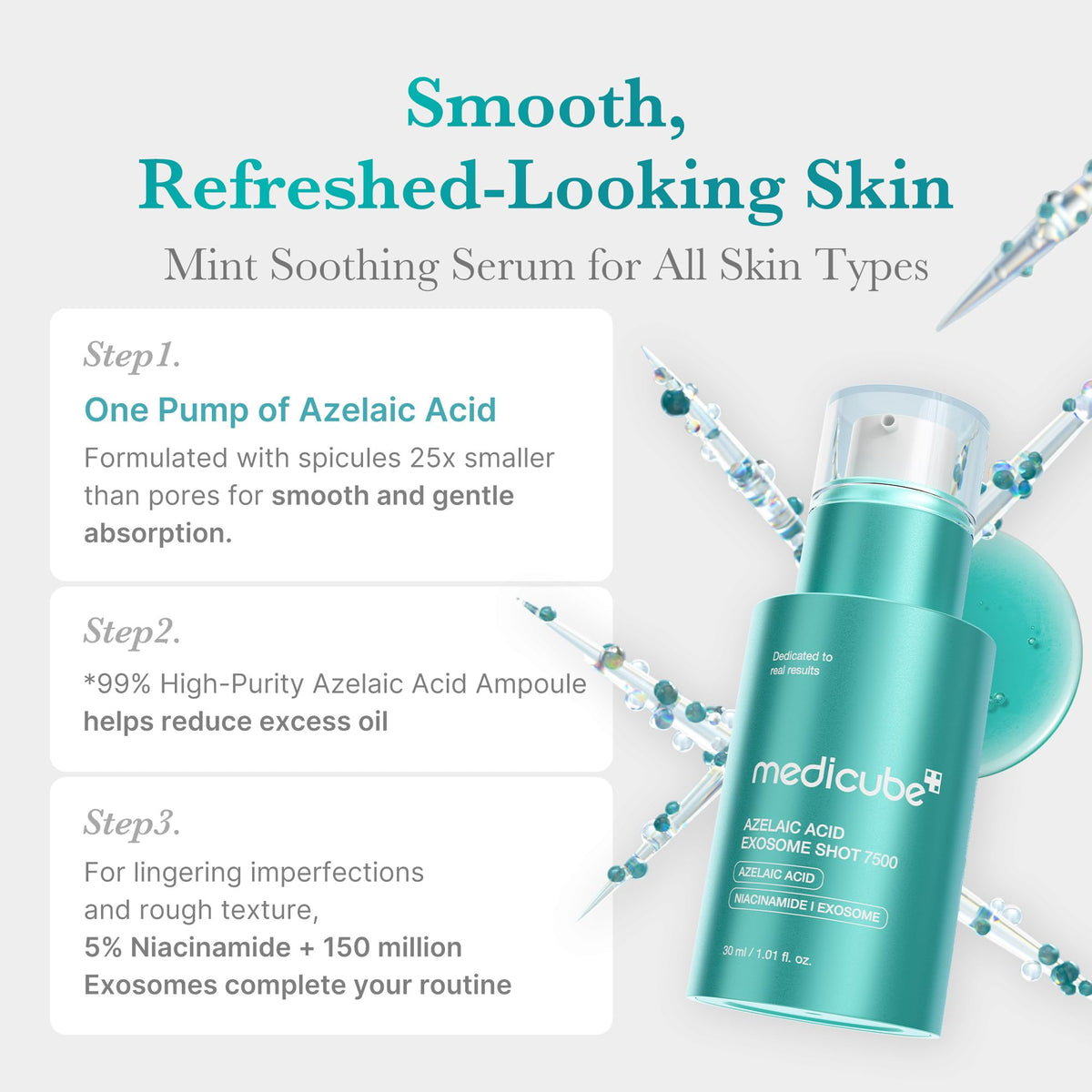 medicube close-up of serum texture highlighting lightweight hydration and fast absorption