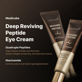 medicube applying serum under eye showing gentle patting for smoothing
