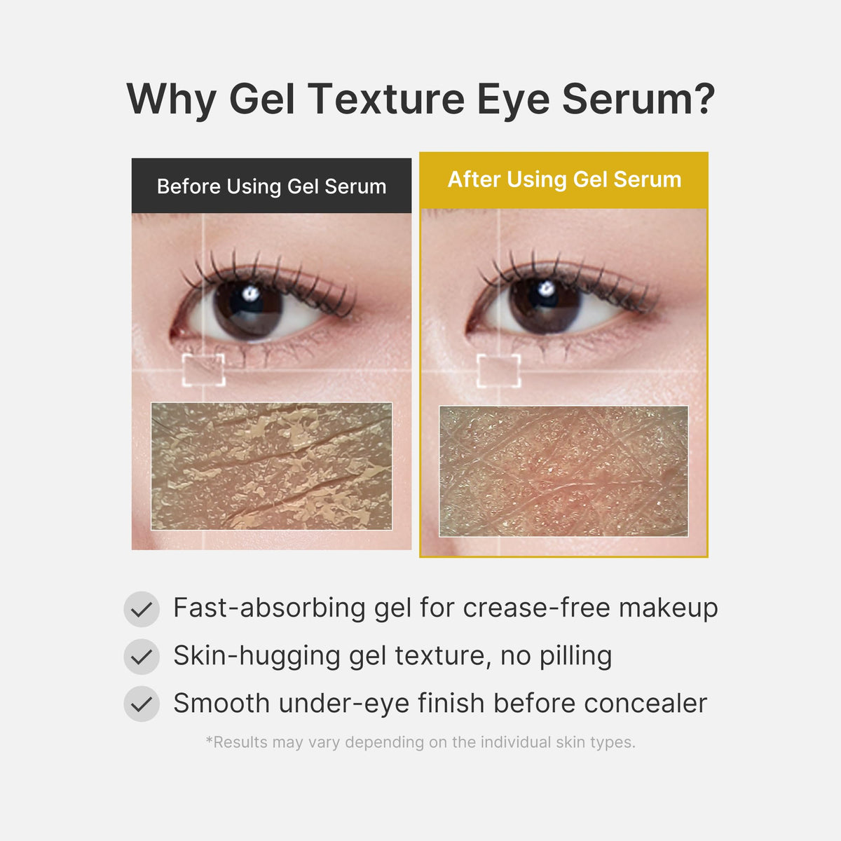 medicube application under eye demonstrating cooling, de-puffing benefit