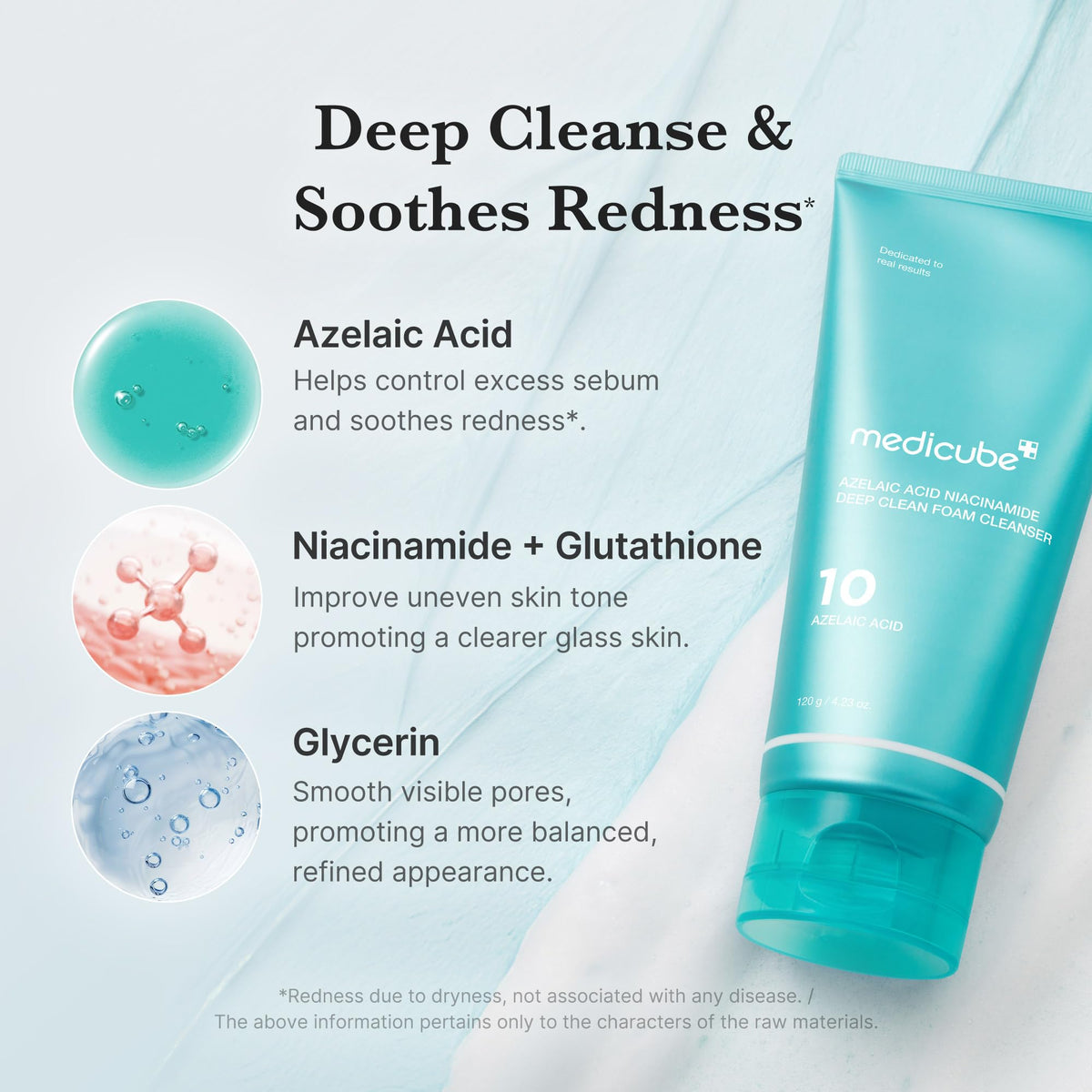 medicube foam lather on hand demonstrating gentle cleansing benefit