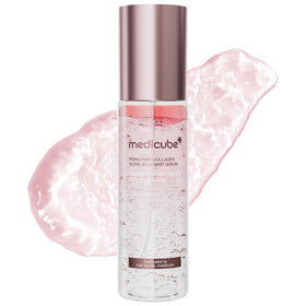 medicube front bottle showing product and elegant label, highlighting quick hydration benefit