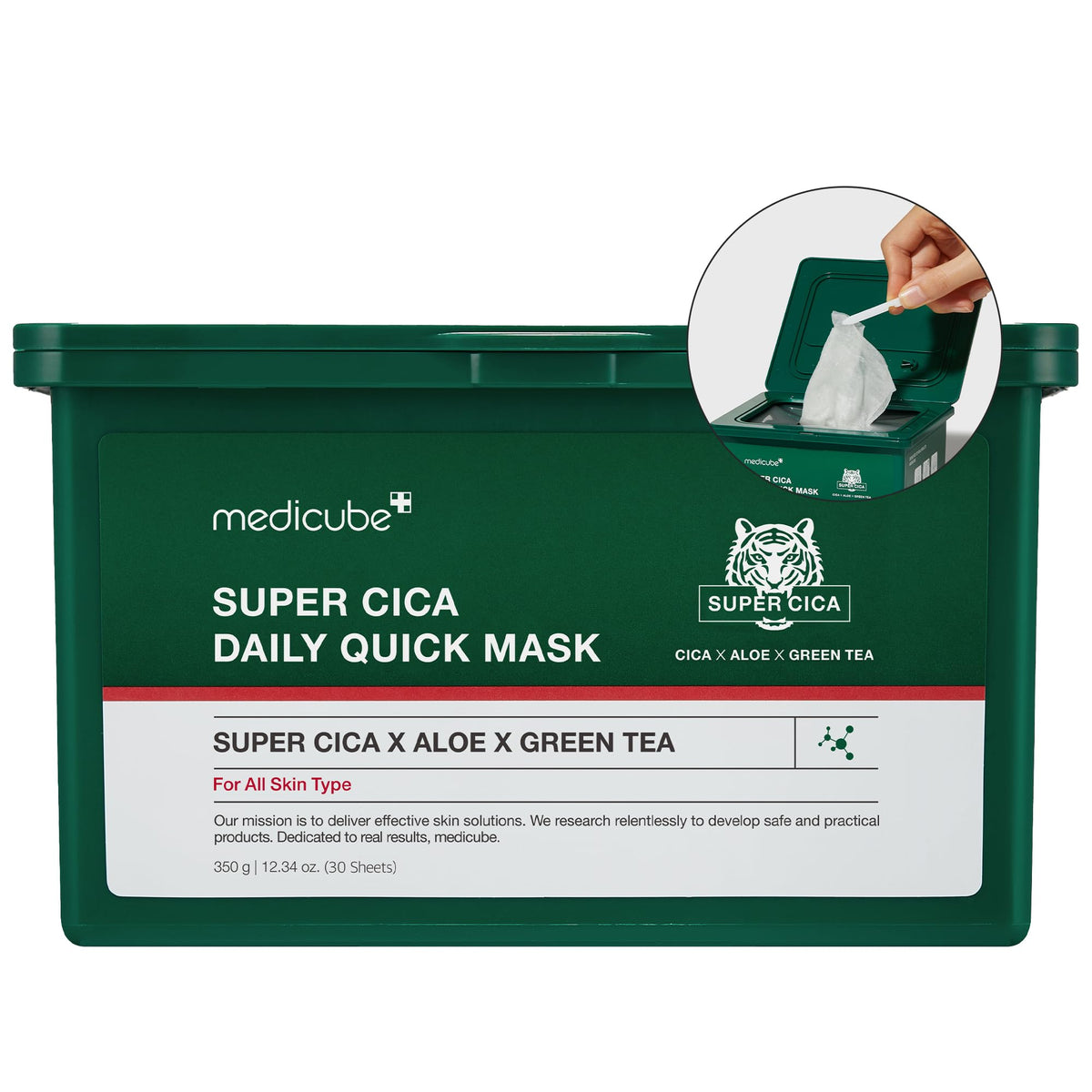 medicube front packaging showing 30 quick facial masks for fast soothing