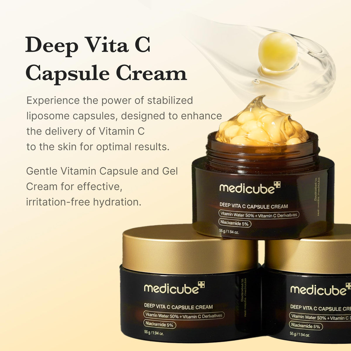 medicube gel-cream texture swipe showing hydrating glow finish