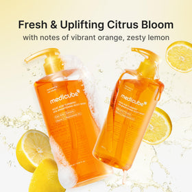 medicube body wash in use under shower showing deep cleanse