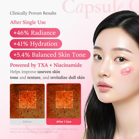 medicube ingredient label close-up highlighting TXA and niacinamide clarity