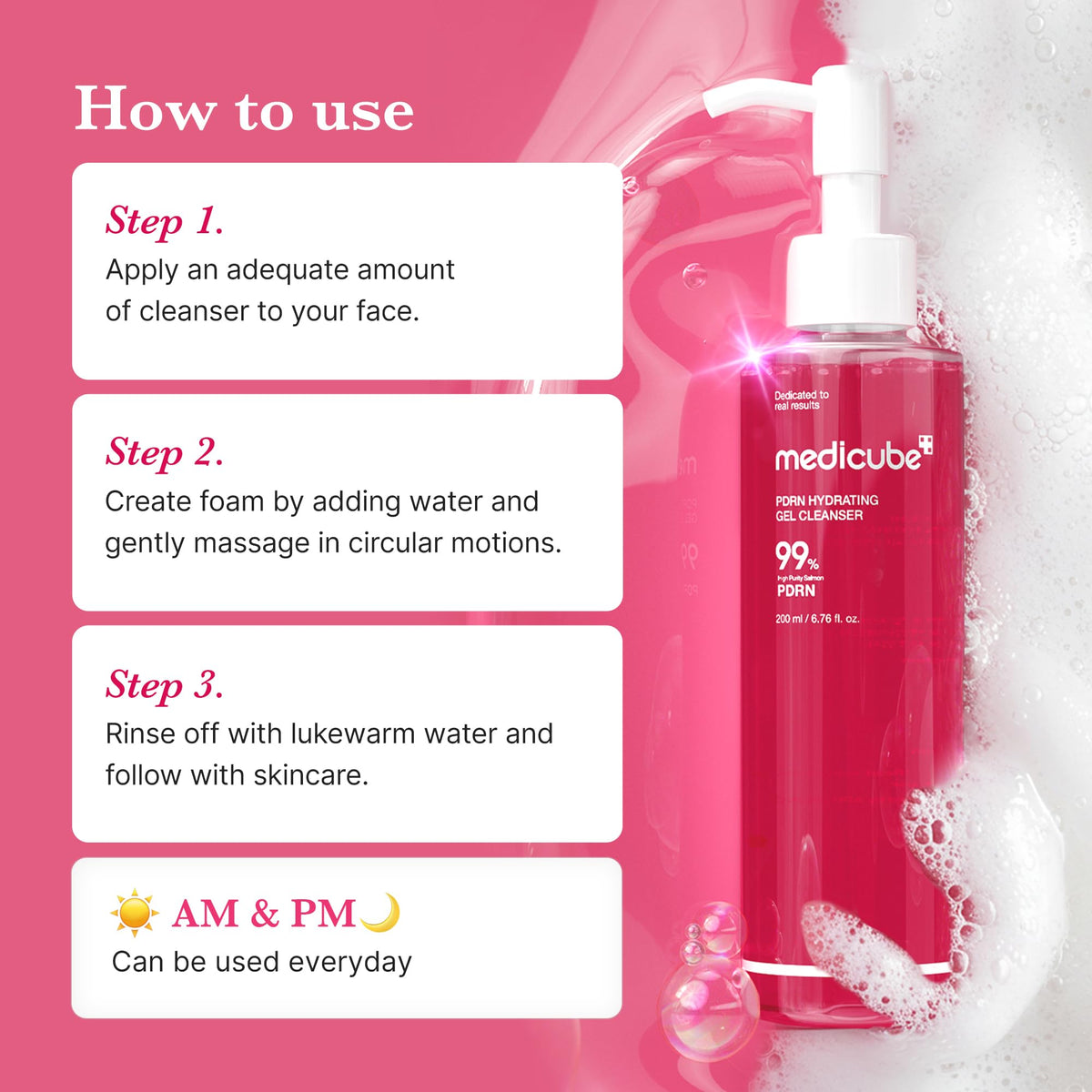 medicube ingredients label closeup highlighting PDRN and hydrating actives