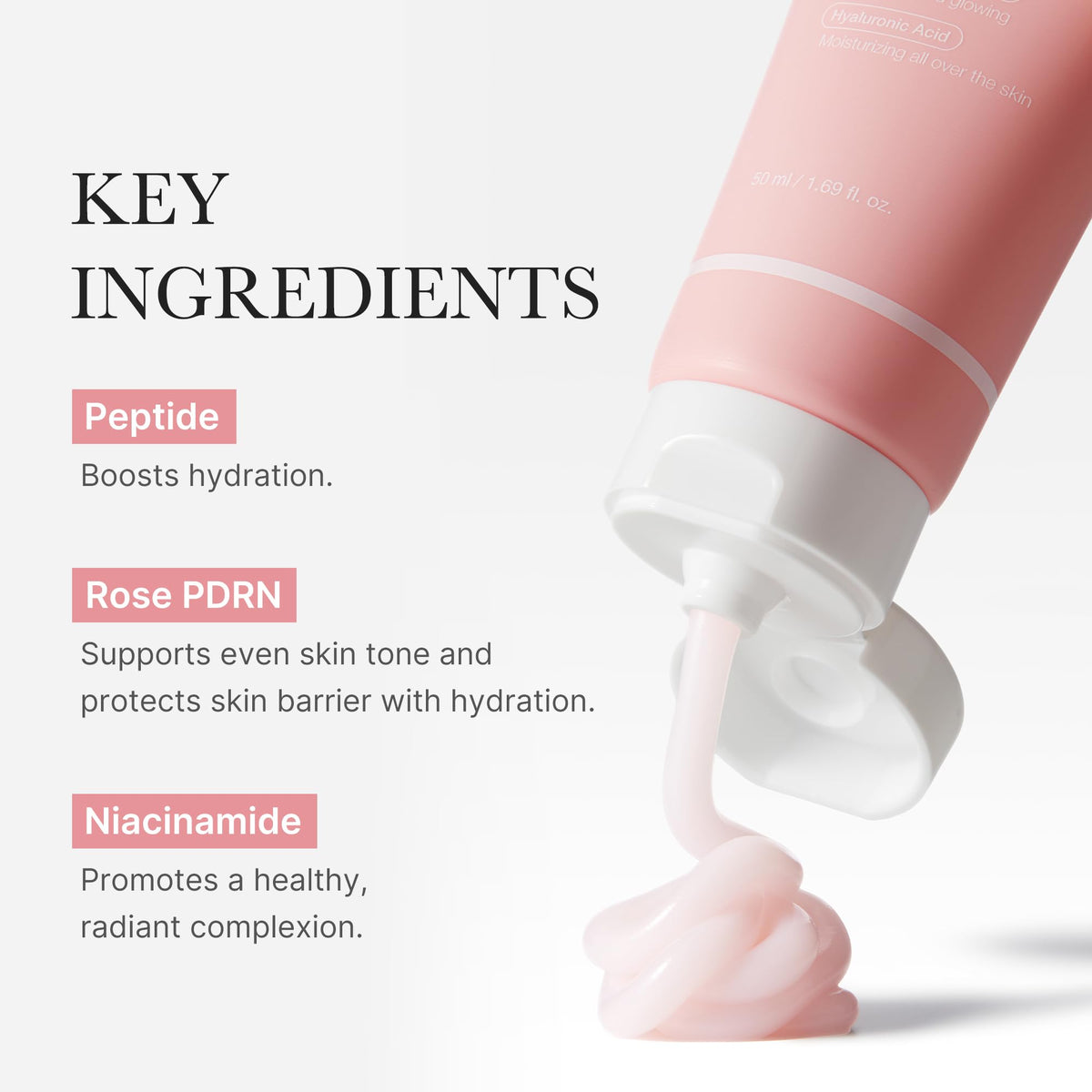 medicube product label close-up highlighting key ingredients list