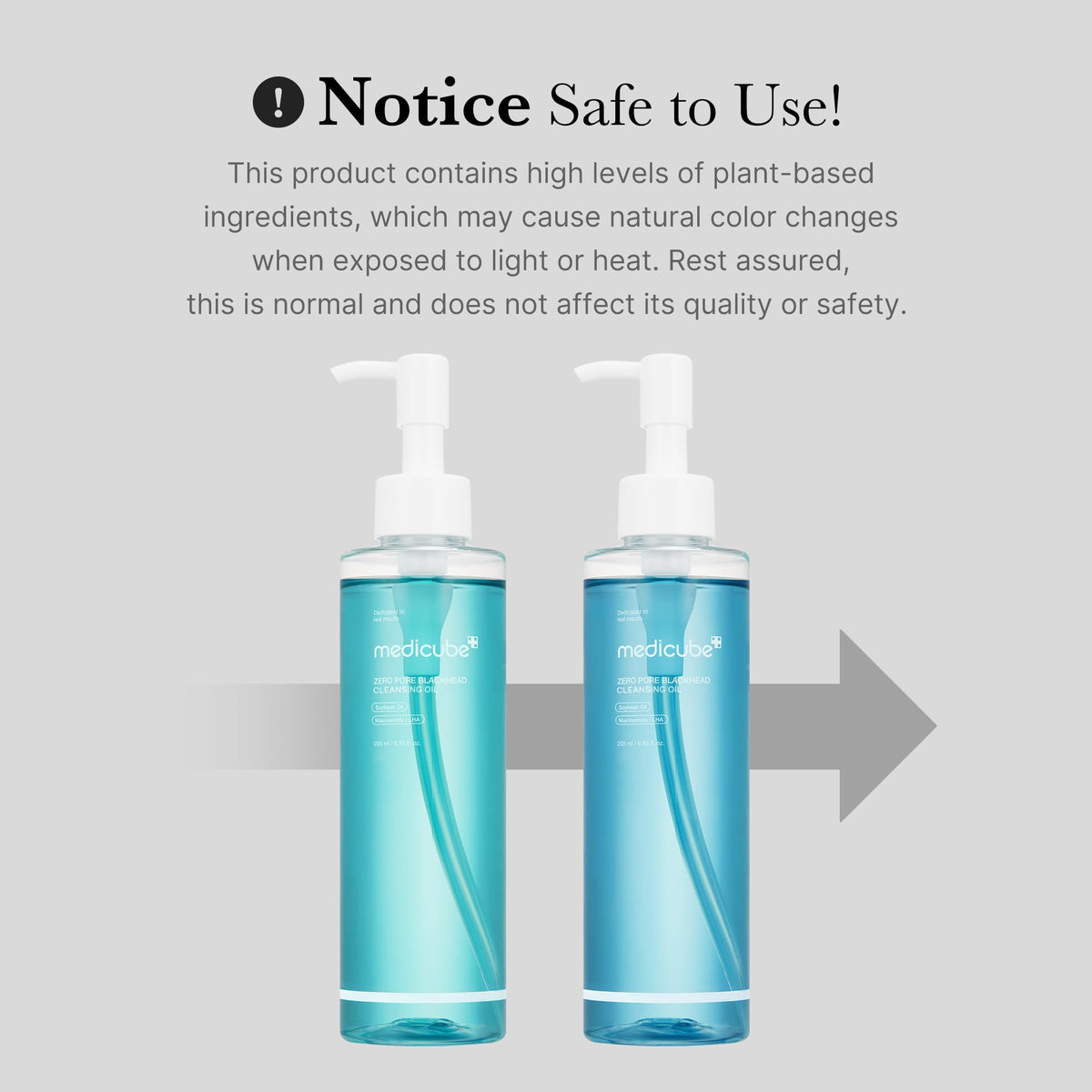 medicube label ingredients emphasizing plant-based oils for low irritation