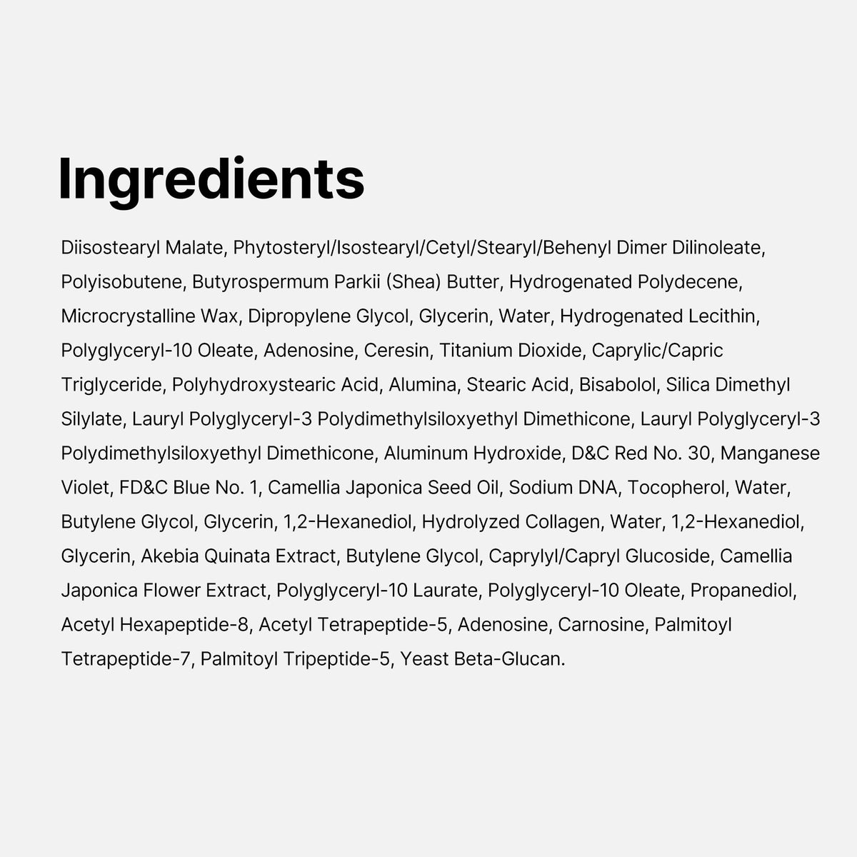 medicube ingredients label close-up highlighting Salmon PDRN and collagen benefits