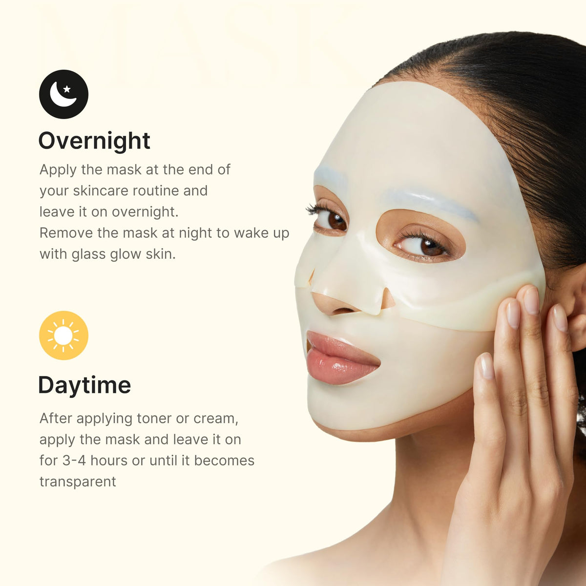 medicube wearer applying mask at night illustrating effortless overnight use